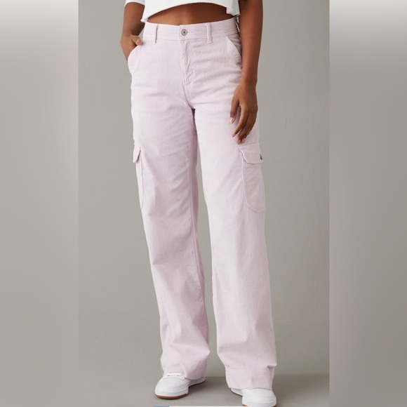 American Eagle Outfitters Pants - American Eagle Outfitters Light Pink Wide-Leg Cargo Pants